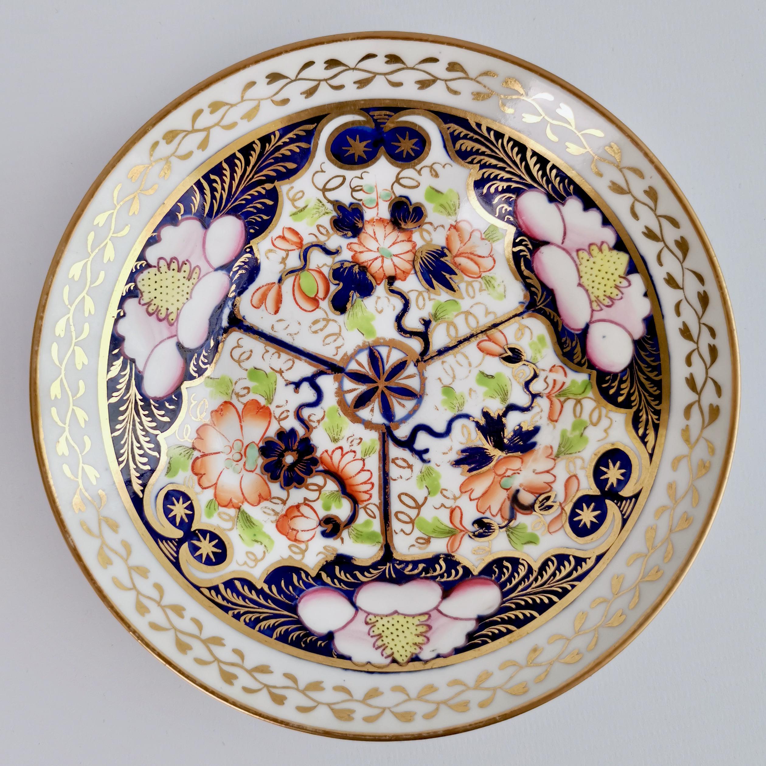 Hand-Painted New Hall Porcelain Teacup, Imari Pattern with Pink, Regency, ca 1816