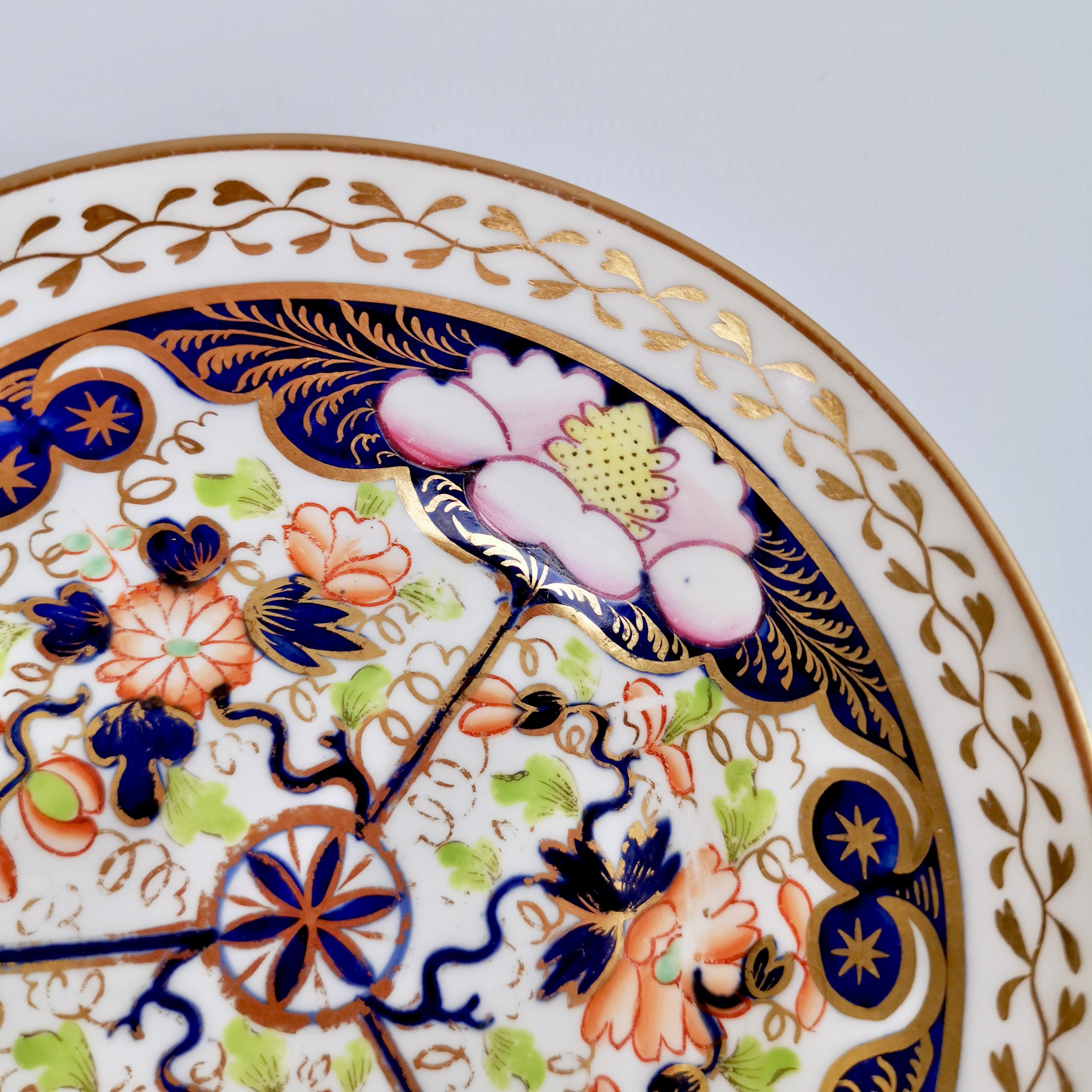 New Hall Porcelain Teacup, Imari Pattern with Pink, Regency, ca 1816 1