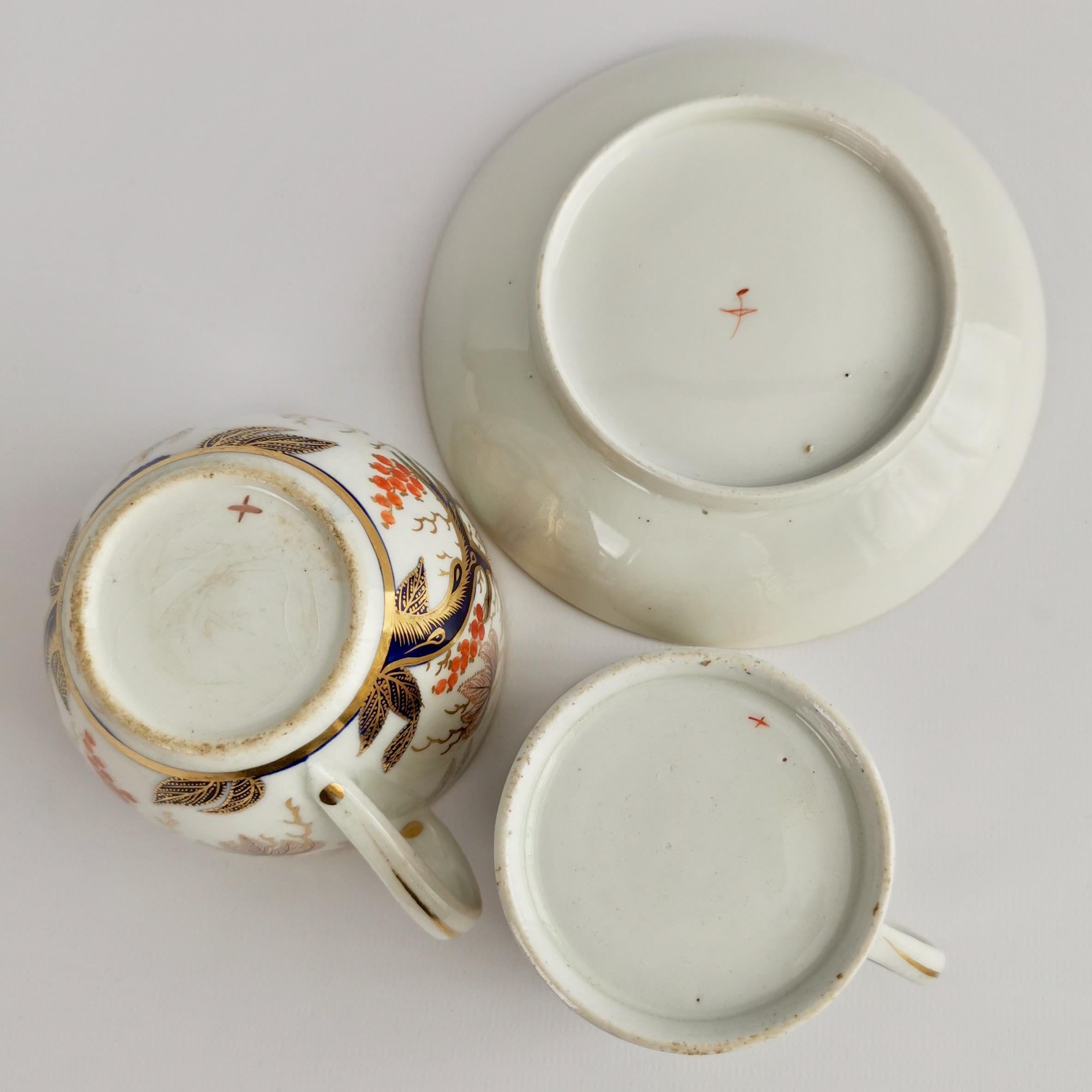 New Hall Porcelain Teacup Trio, Imari Vine Pattern, Regency, ca 1810 9