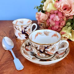 New Hall Porcelain Teacup Trio, Imari Vine Pattern, Regency, ca 1810