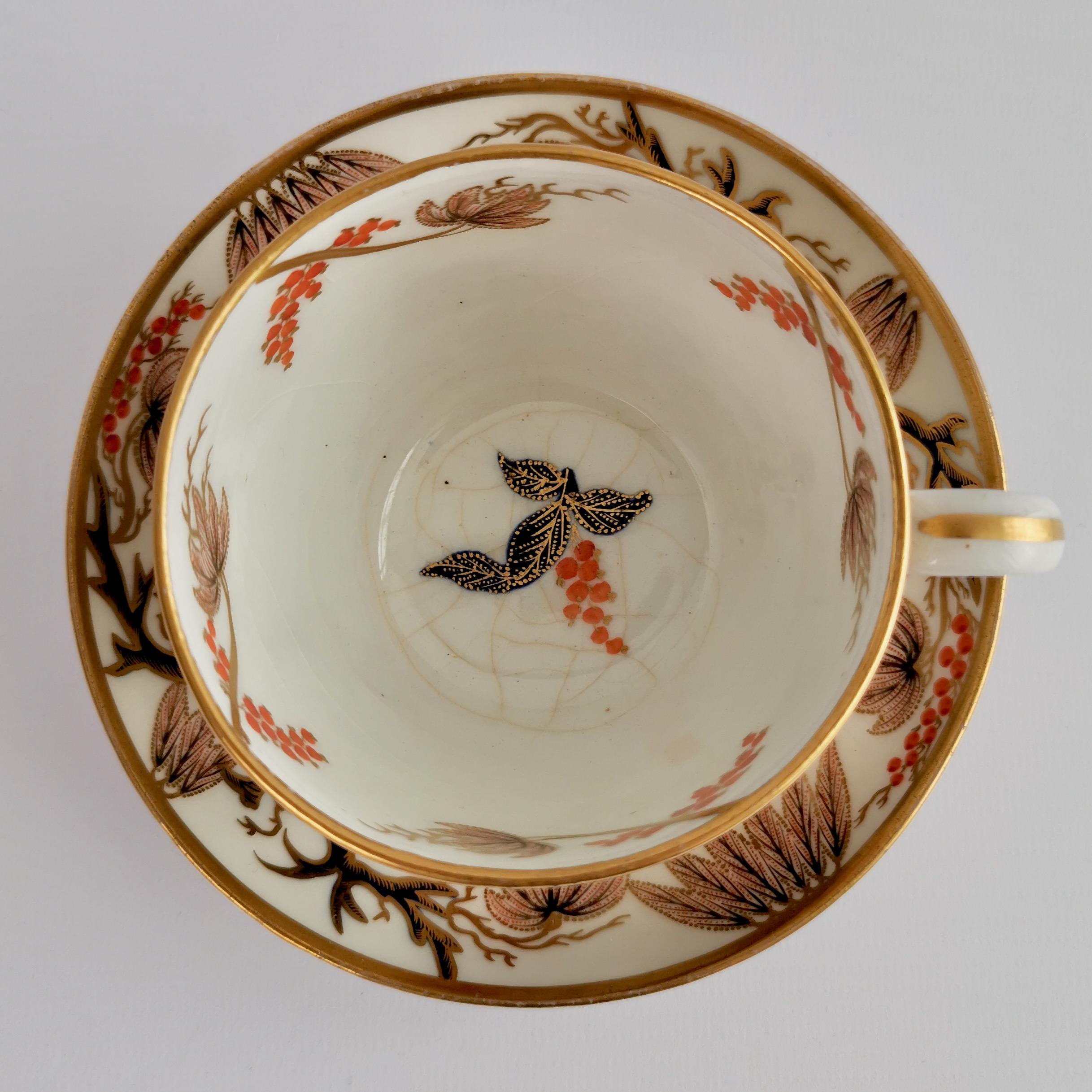 New Hall Porcelain Teacup Trio, Imari Vine Pattern, Regency, ca 1810 2