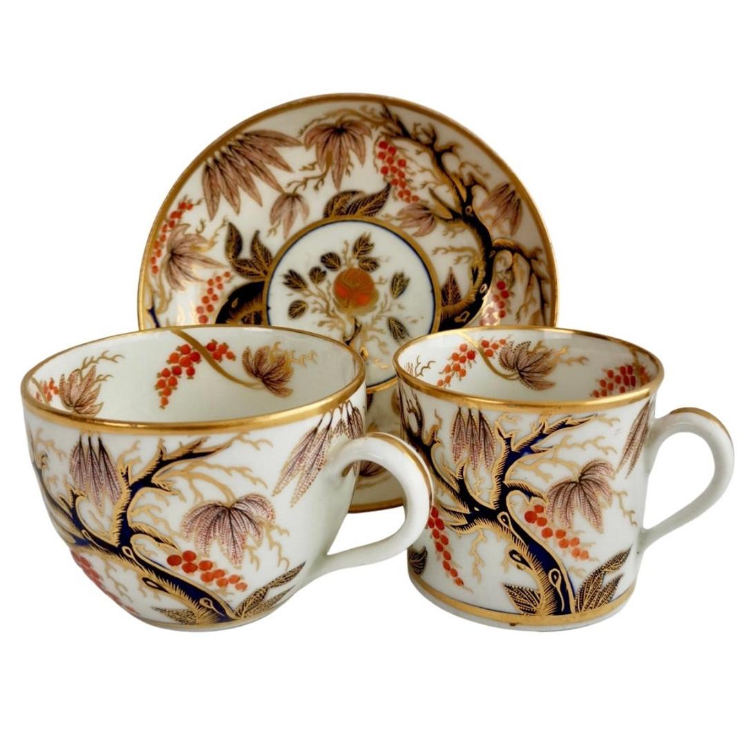 New Hall Porcelain Teacup Trio, Imari Vine Pattern, Regency, ca 1810