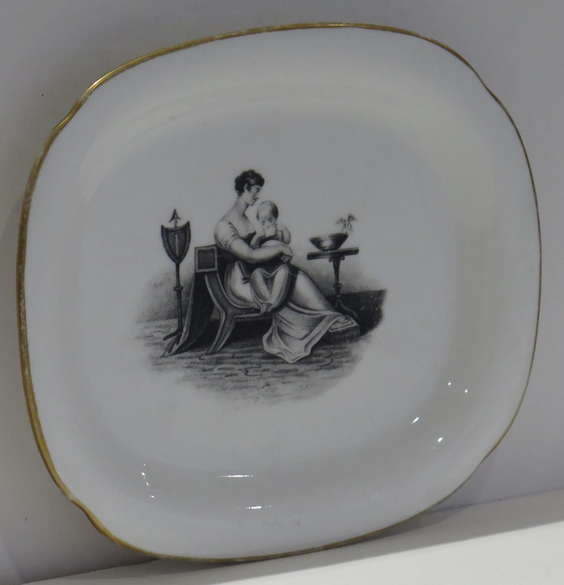 English New Hall Porcelain Dish Bat Printed Pattern in Manner of Adam Buck, Ca 1820 For Sale