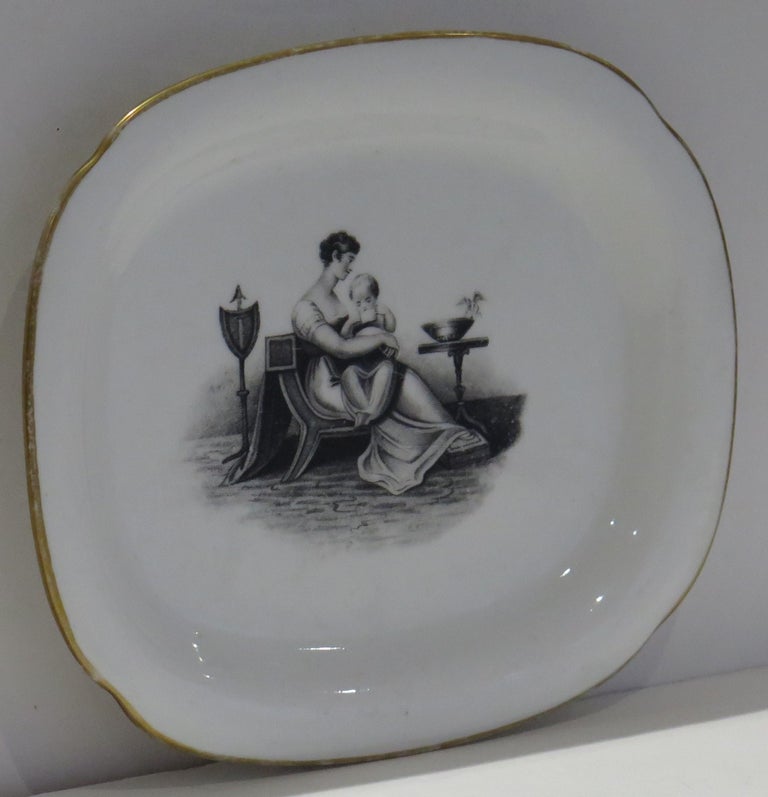 New Hall Porcelain Teapot Stand Bat Printed Ptn in Manner of Adam Buck, Ca 1820 In Good Condition For Sale In Lincoln, Lincolnshire