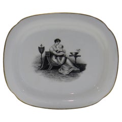 New Hall Porcelain Teapot Stand Bat Printed Ptn in Manner of Adam Buck, Ca 1820