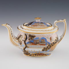 New Hall Porzellan Tiger & Landschaftsmuster 1214 Tee-Set c1820, Flur-Porzellan