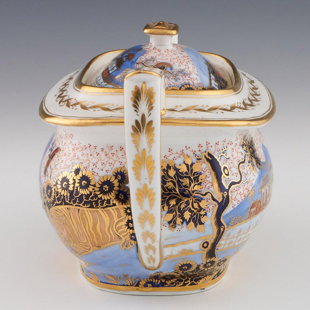 British New Hall Porcelain Tiger & Landscape Pattern 1214 Tea Set c1820