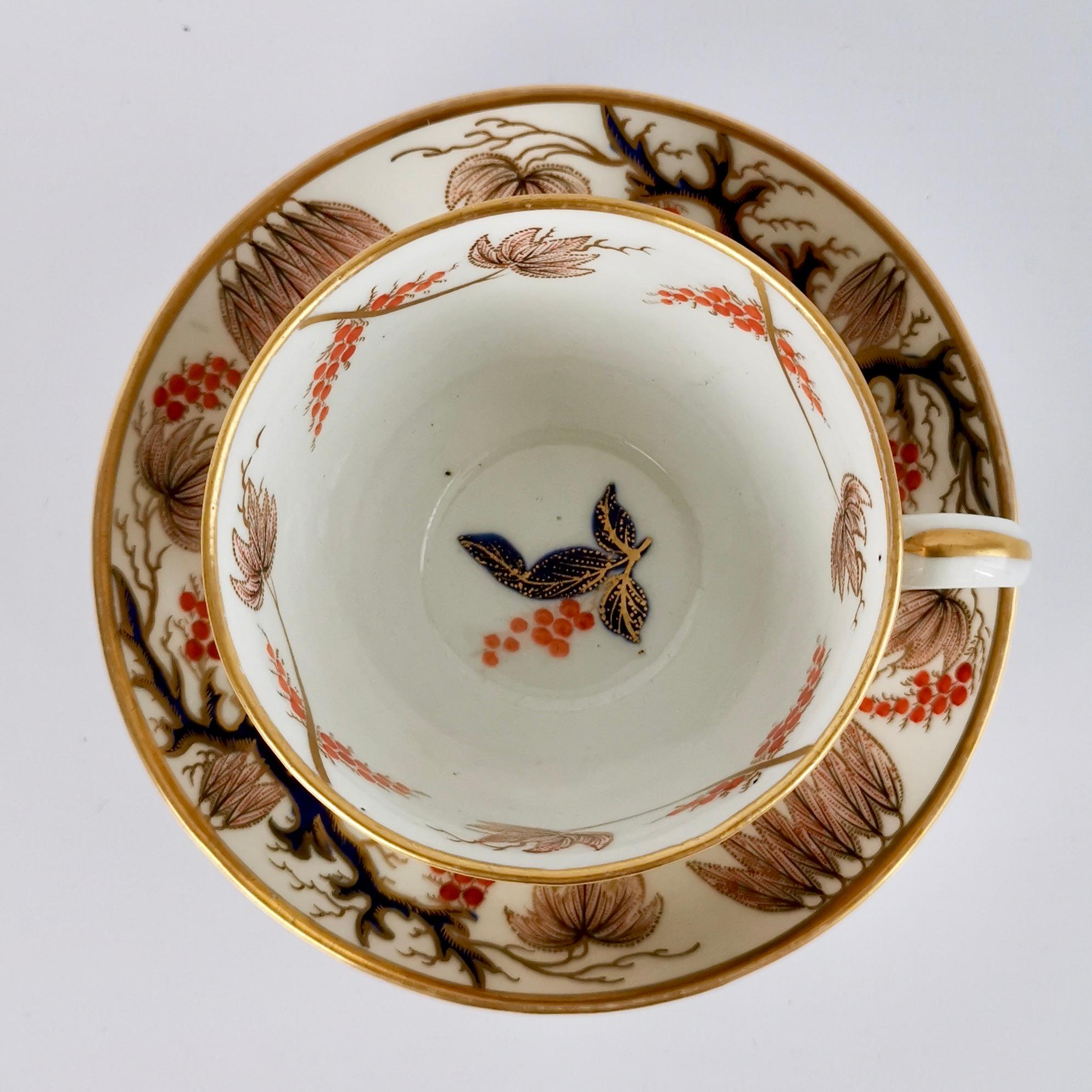 New Hall Porcelain True Trio, Imari Vine Patt, 446, Regency, circa 1810 In Excellent Condition In London, GB