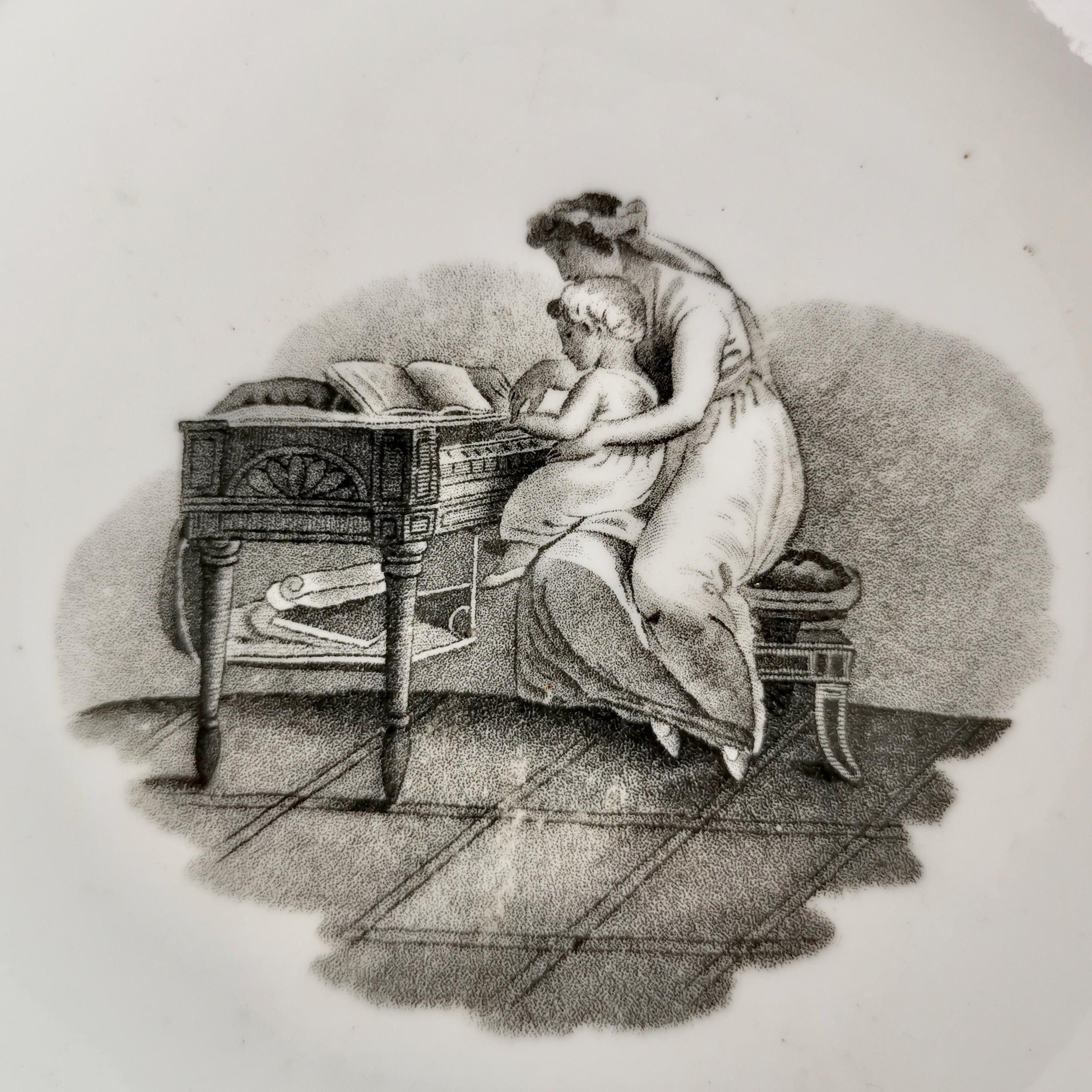 New Hall Tea Coffee Service, Black White Bat Printed Muses, Neo-Classical, 1815 2
