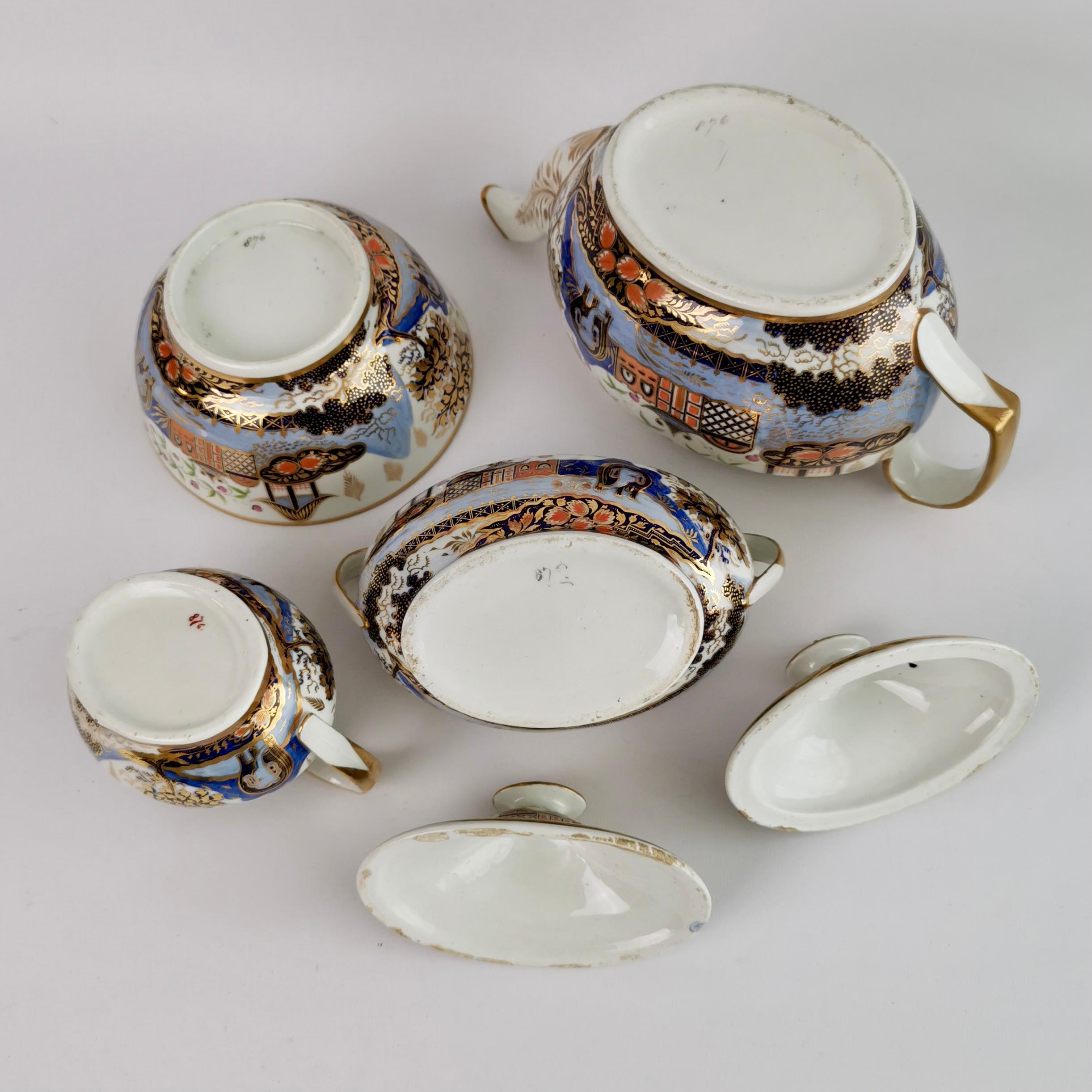 New Hall Tea Service for Four, Elephant Pattern 876, Regency ca 1810 For Sale 10