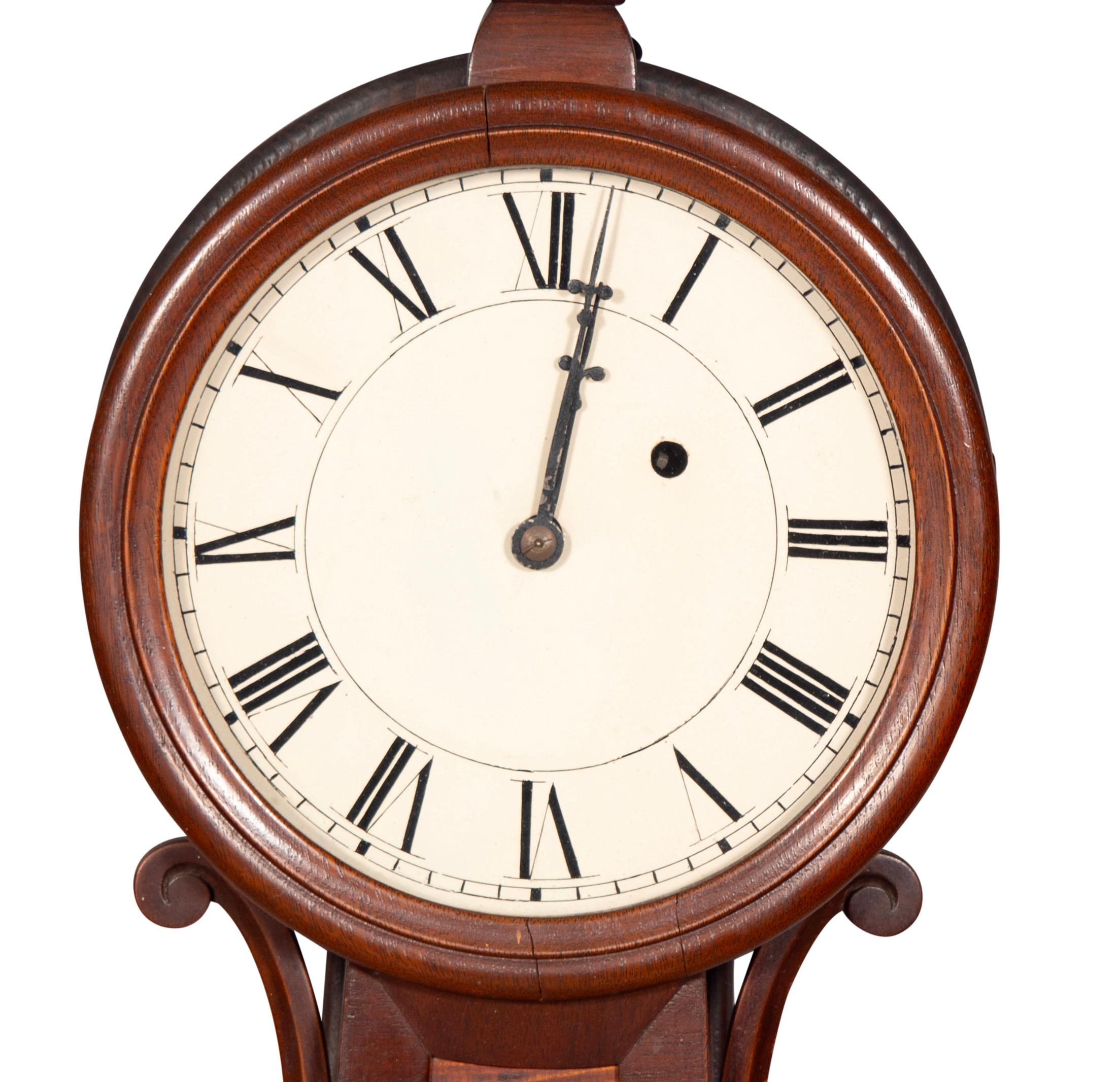 New Hampshire Federal Mahogany And Tiger Maple Banjo Clock In Good Condition In Essex, MA