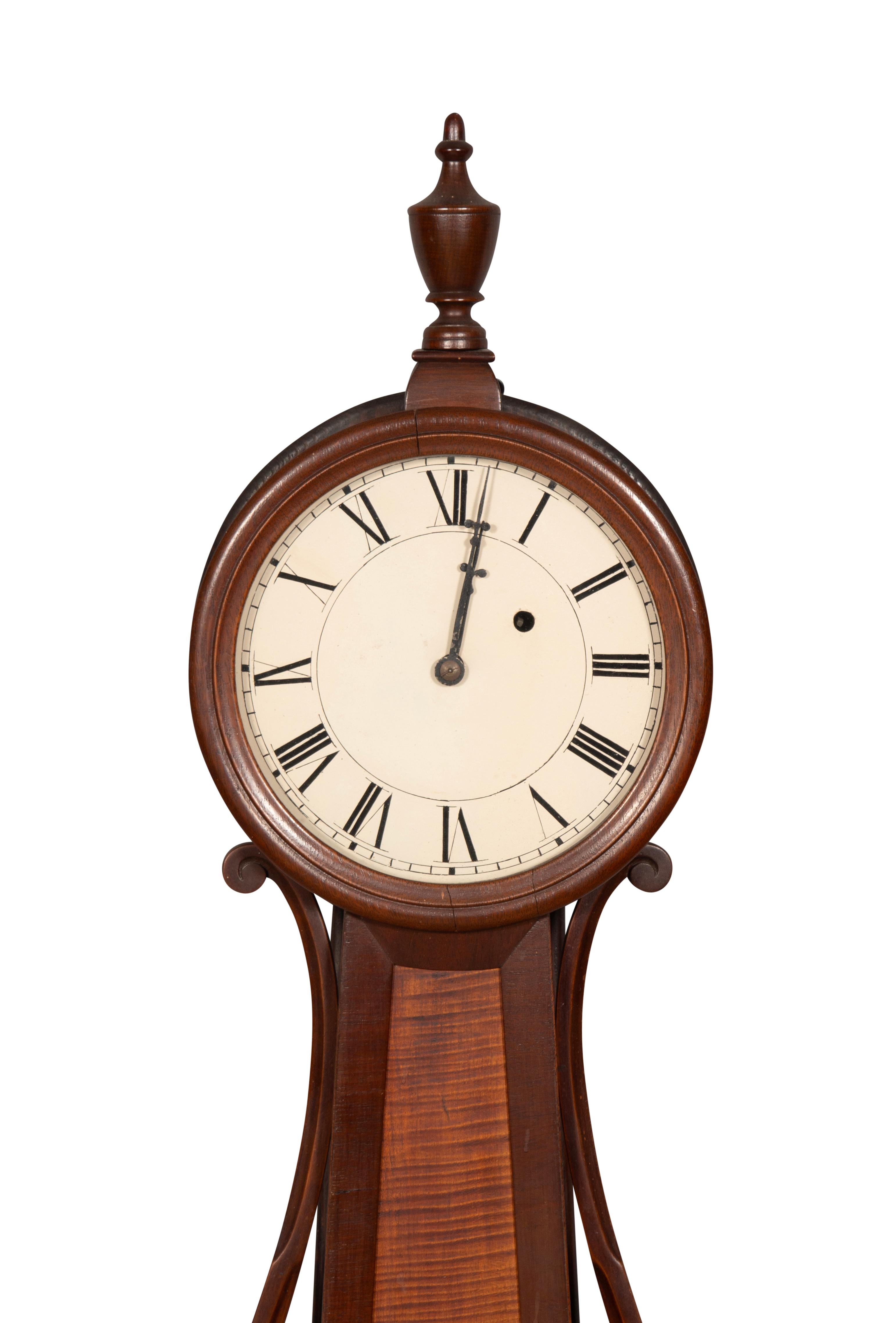 Early 19th Century New Hampshire Federal Mahogany And Tiger Maple Banjo Clock