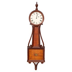 Antique New Hampshire Federal Mahogany And Tiger Maple Banjo Clock