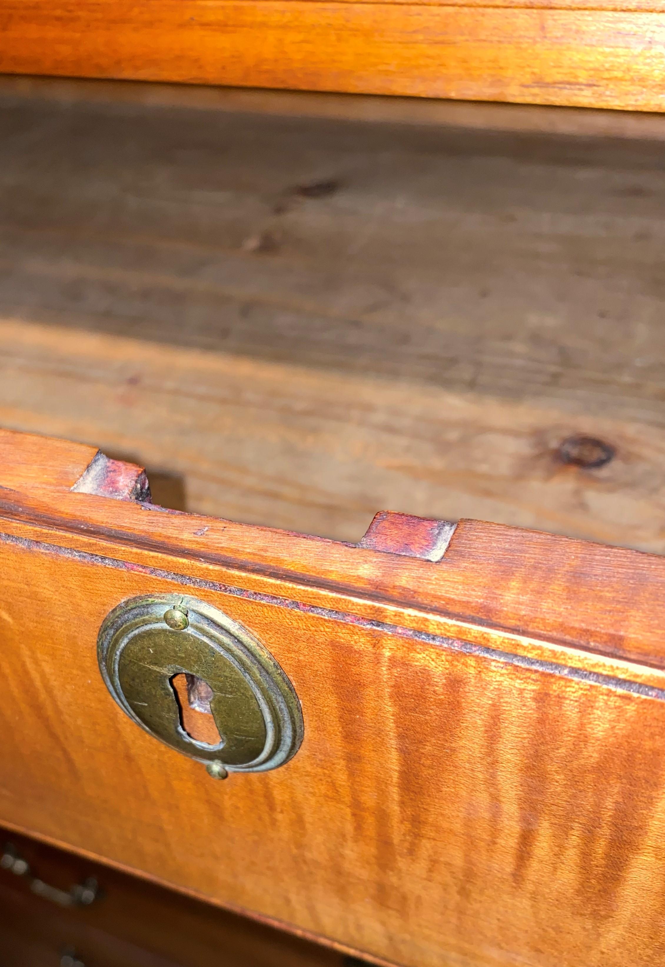 New Hampshire Tiger Maple Six Drawer Tall Chest circa 1780 2