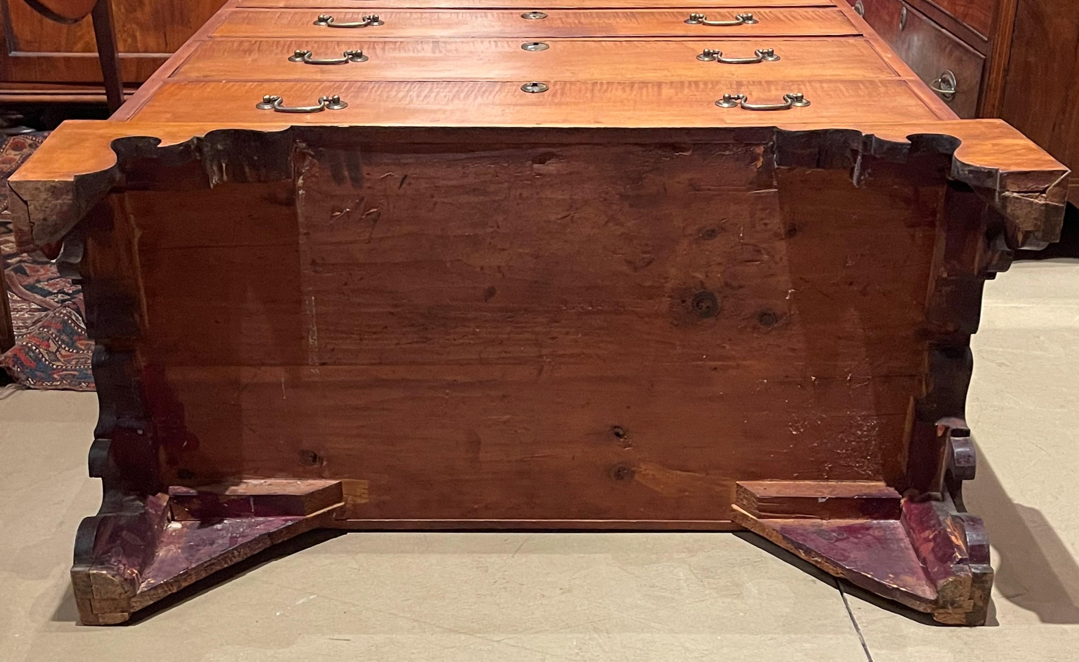 New Hampshire Tiger Maple Six Drawer Tall Chest circa 1780 6