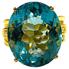 Sterlingsilber-Ring, handgeschnitten, mit kostenlosem Aquamarin und weißer Ananas, Größe 6,5