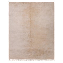 New Hand-Knotted Moroccan Rug in Warm Beige – Contemporary Geometric Design