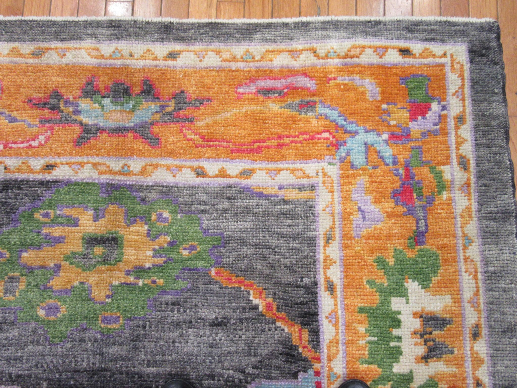 Wool New Hand-Knotted Turkish Oushak Rug