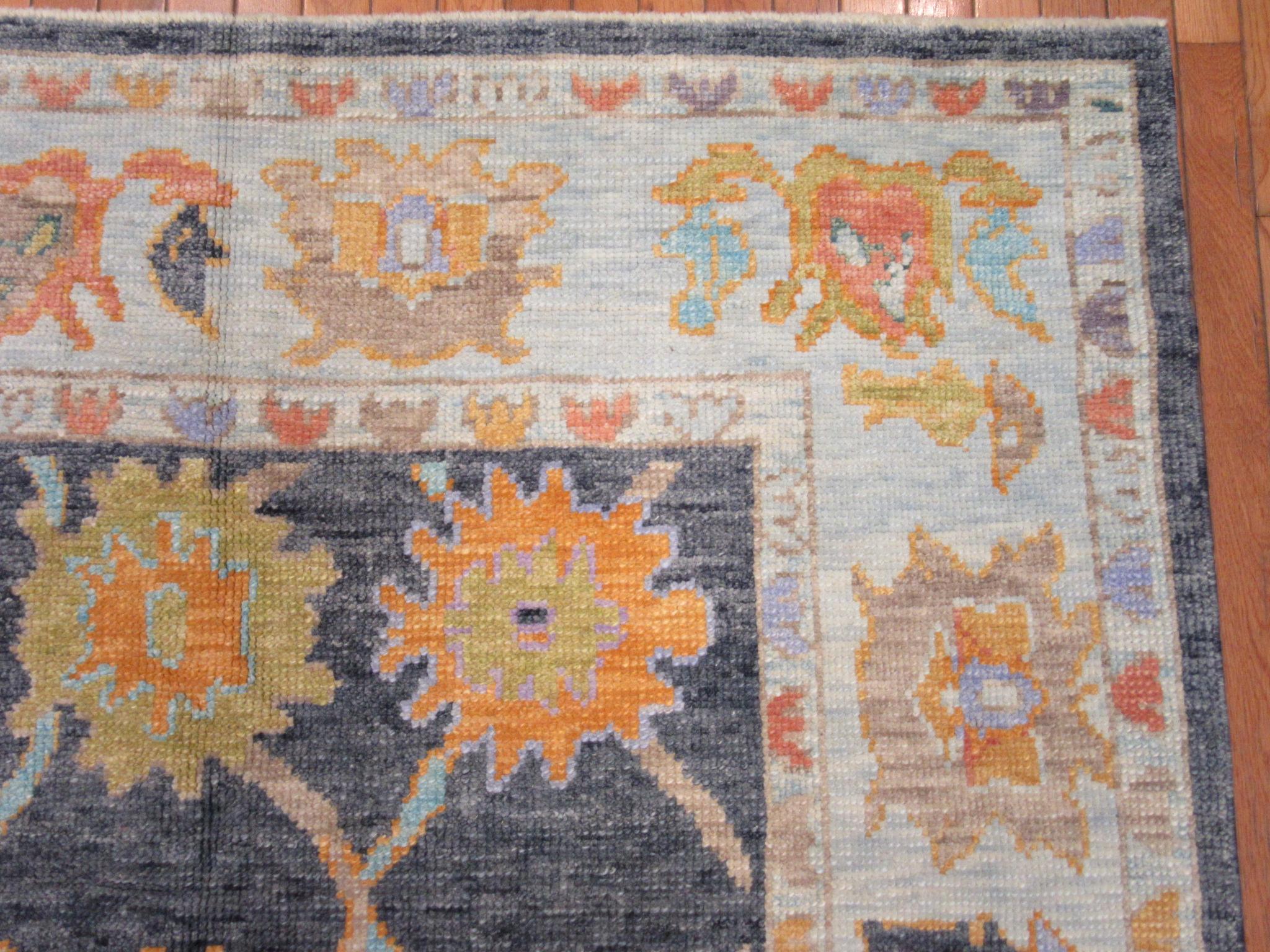 Contemporary New Hand Knotted Turkish Oushak Rug