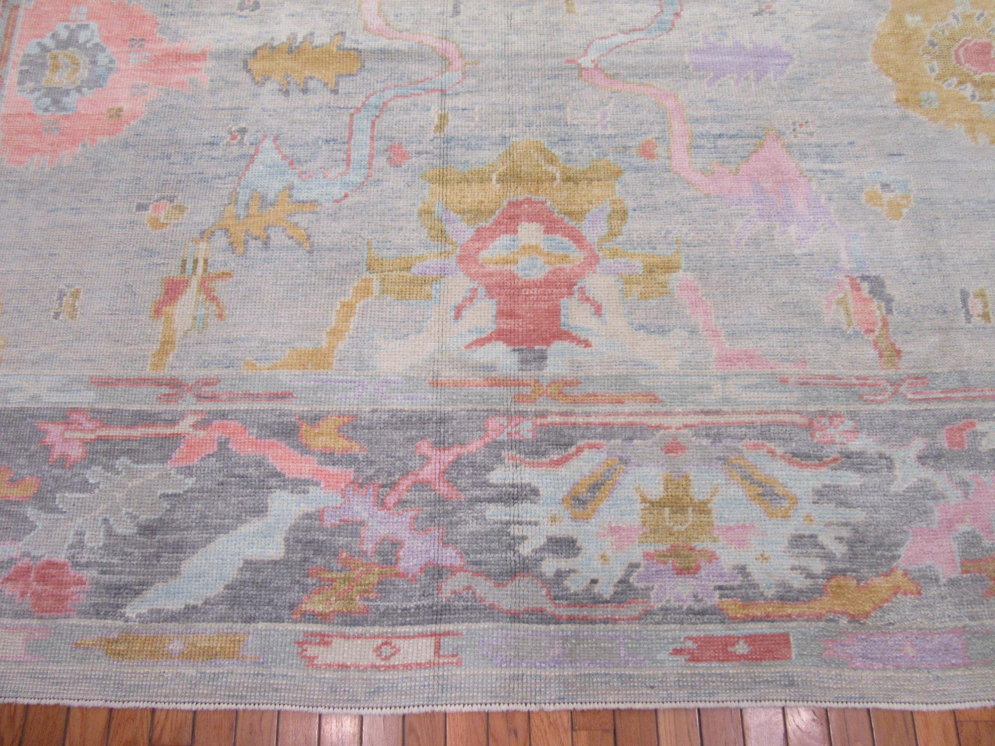 New Hand Knotted Wool Turkish Oushak Rug In New Condition In Atlanta, GA