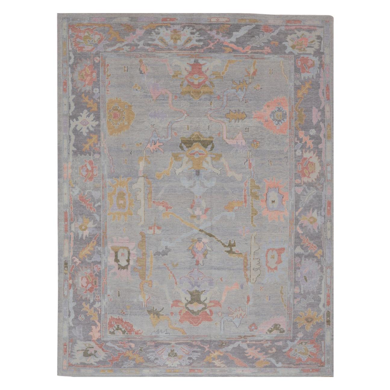 New Hand Knotted Wool Turkish Oushak Rug