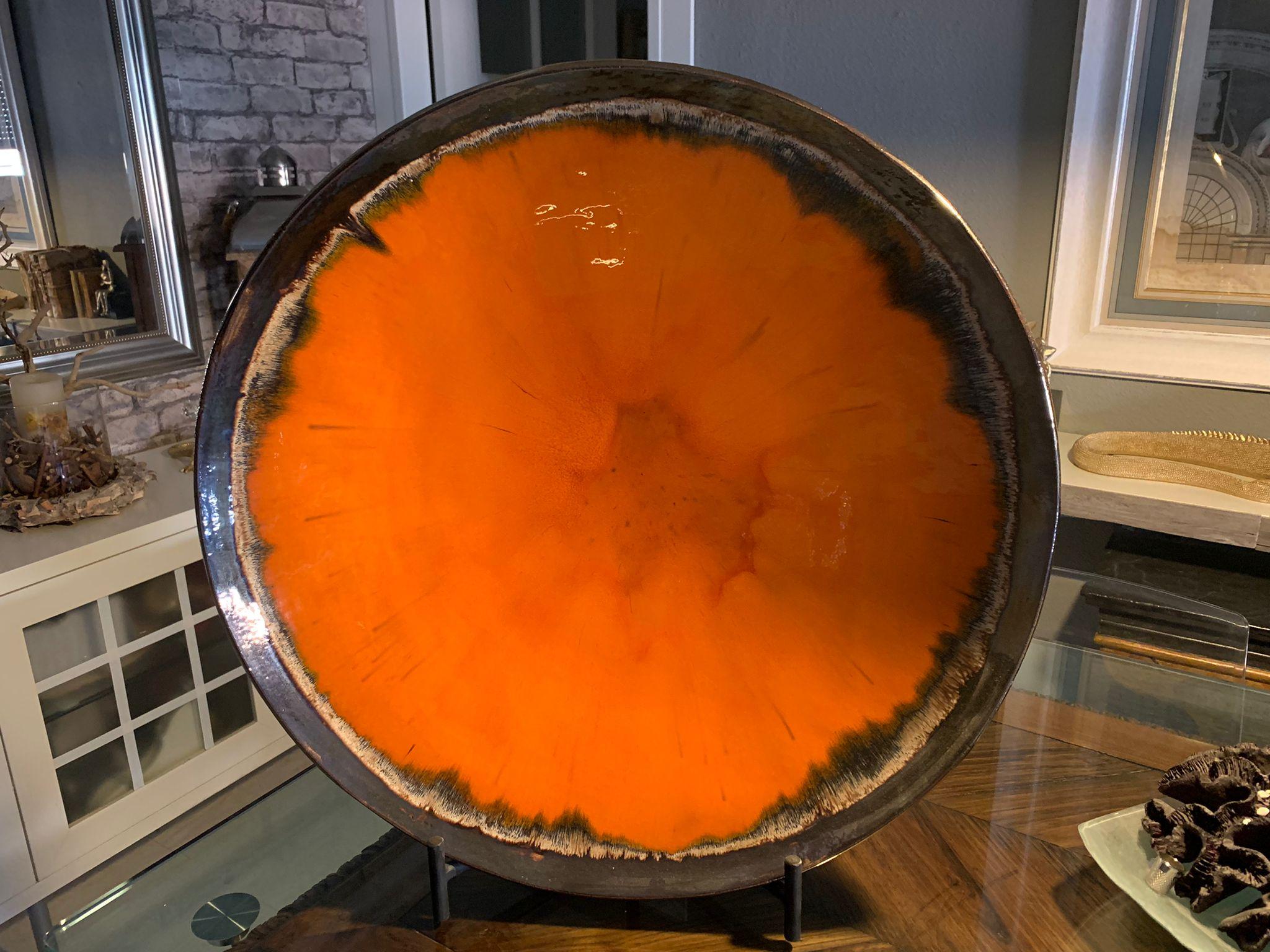 orange ceramic plate