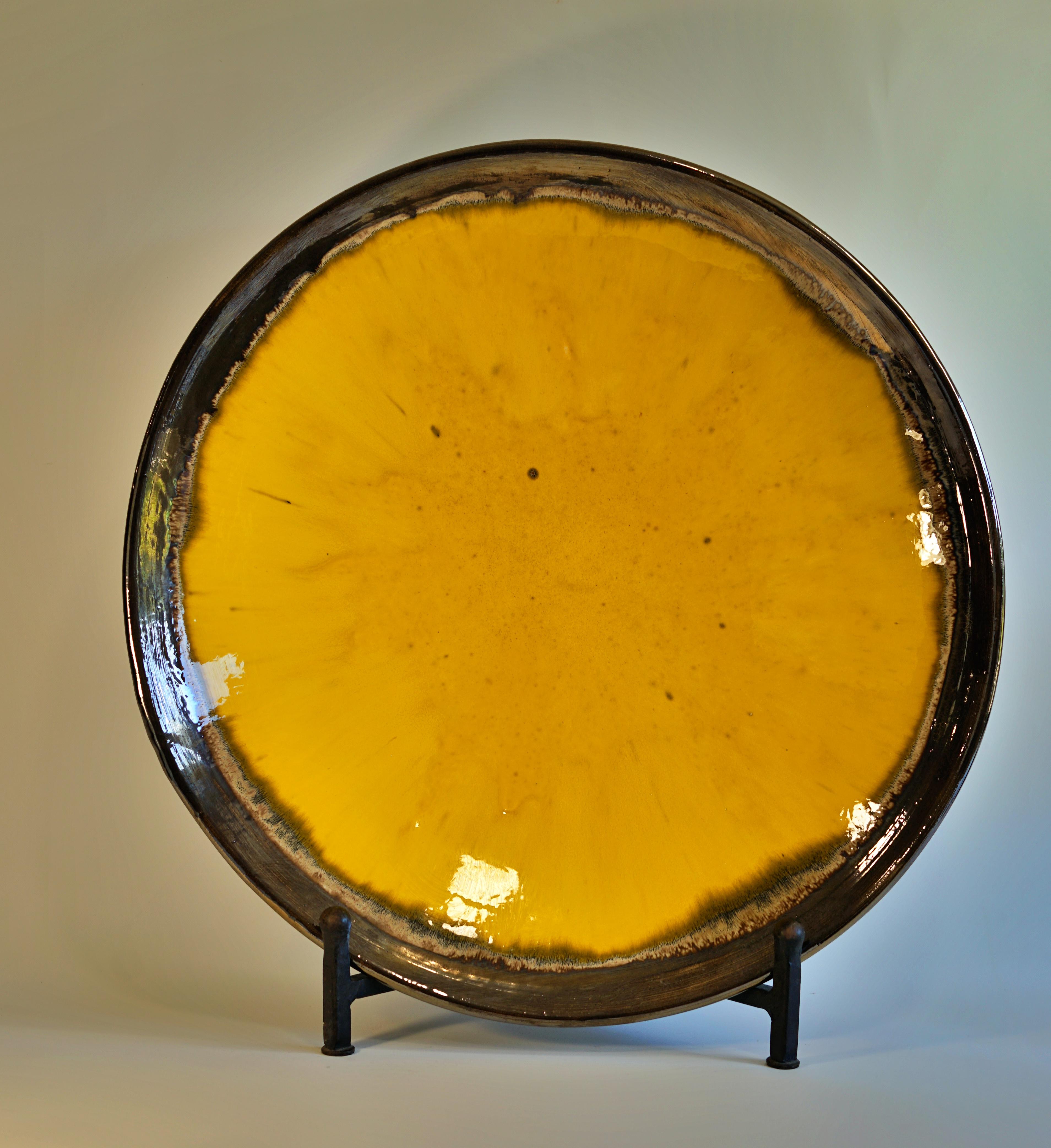 New hand made ceramic plate
Code: Yellow plate
Plates: Stoneware pottery
Size .: 60cm 
Weight.: 3.5kg
This piece is for decorative purposes, is not suitable for food uses.
Every single piece is handmade and unique
Availability: Available.

 