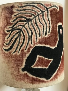 New Hand Painted Shade by RF. Alvarez on 1970s Blanc De Chine Topiary Table Lamp