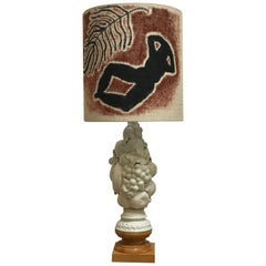 New Hand Painted Shade by RF. Alvarez on 1970s Blanc De Chine Topiary Table Lamp