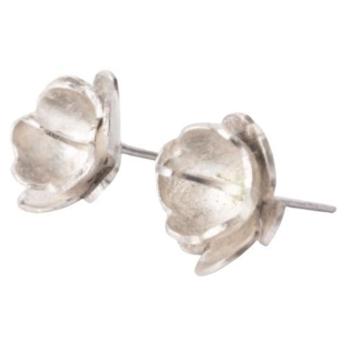 Artisan Dolores Ortega Calafate Flower Earrings in Sterling Silver For Sale