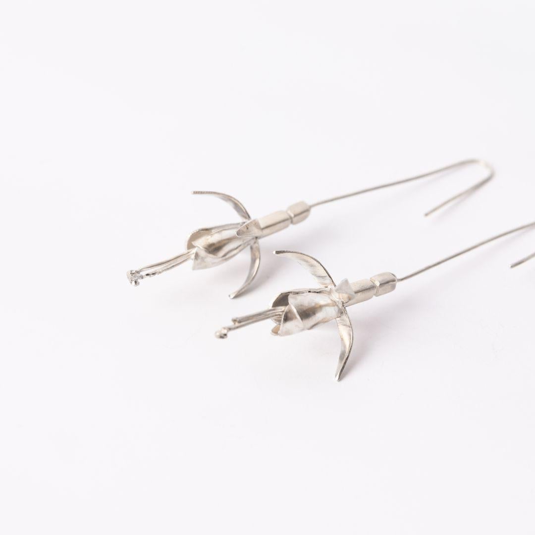 Pendientes Flor de Aljaba Dolores Ortega de plata de ley en venta 2