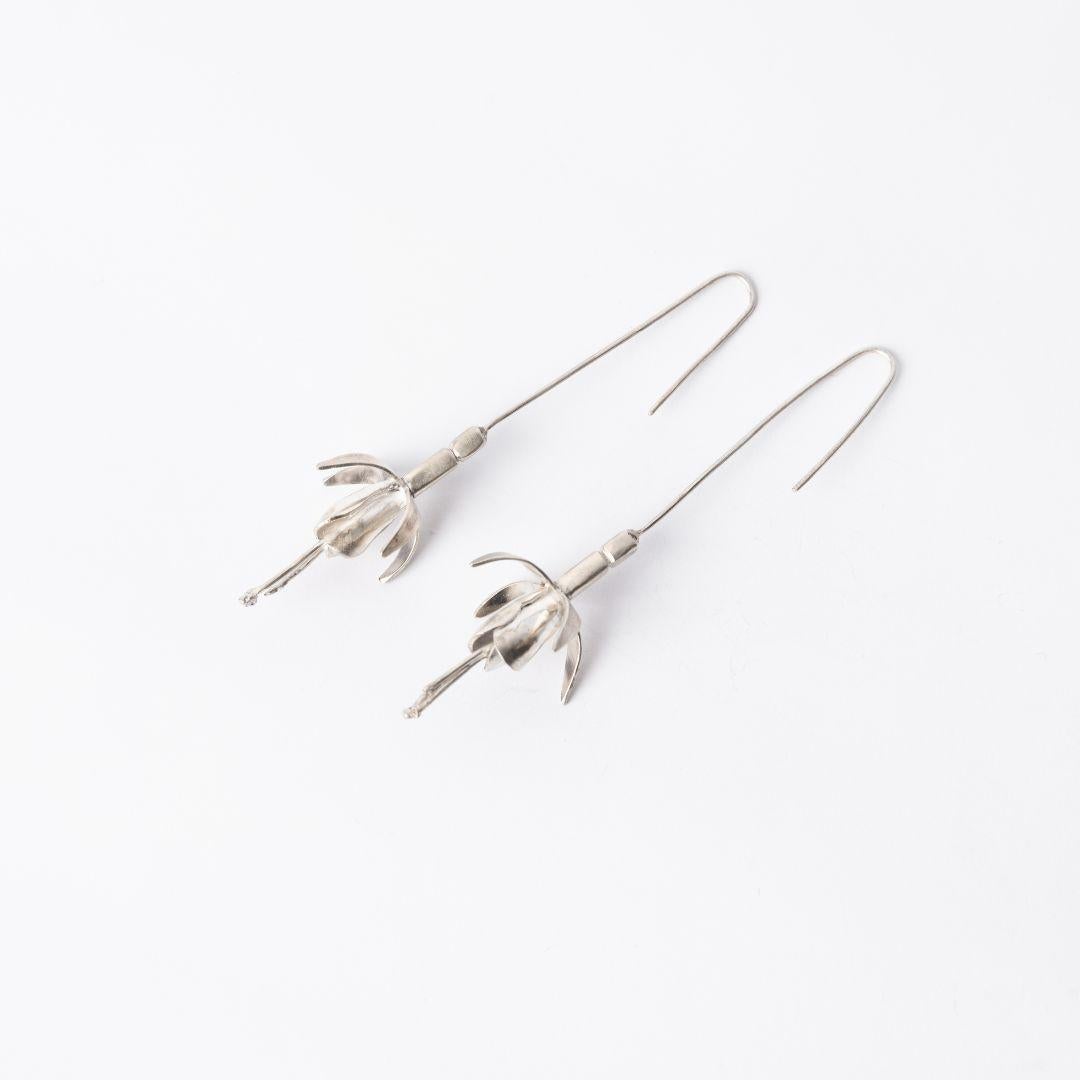 Pendientes Flor de Aljaba Dolores Ortega de plata de ley en venta 3