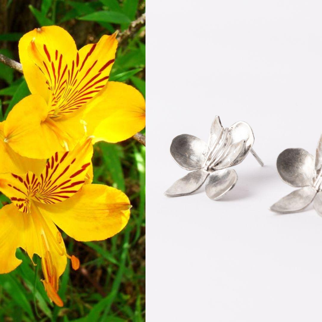 Pendientes Flor Amancay Dolores Ortega de plata de ley en venta 4