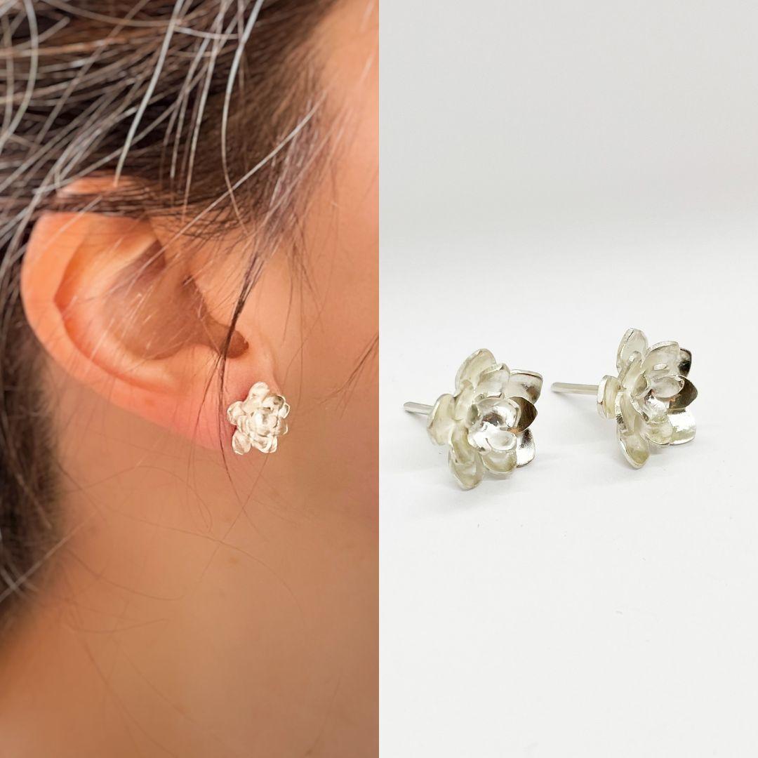 Pendientes Dolores Ortega Gardenia de plata de ley en venta 2