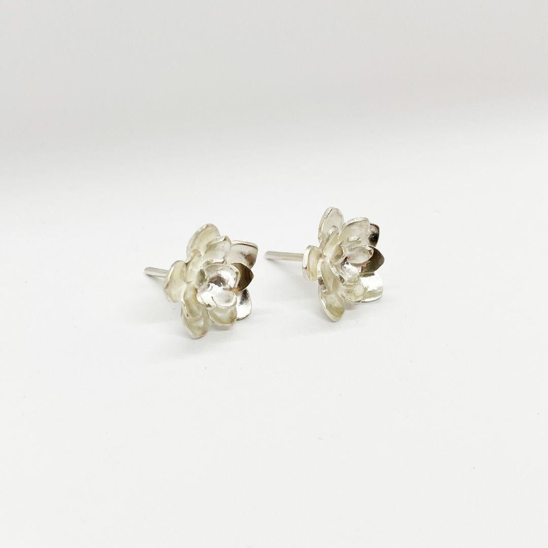 Pendientes Dolores Ortega Gardenia de plata de ley en venta 3