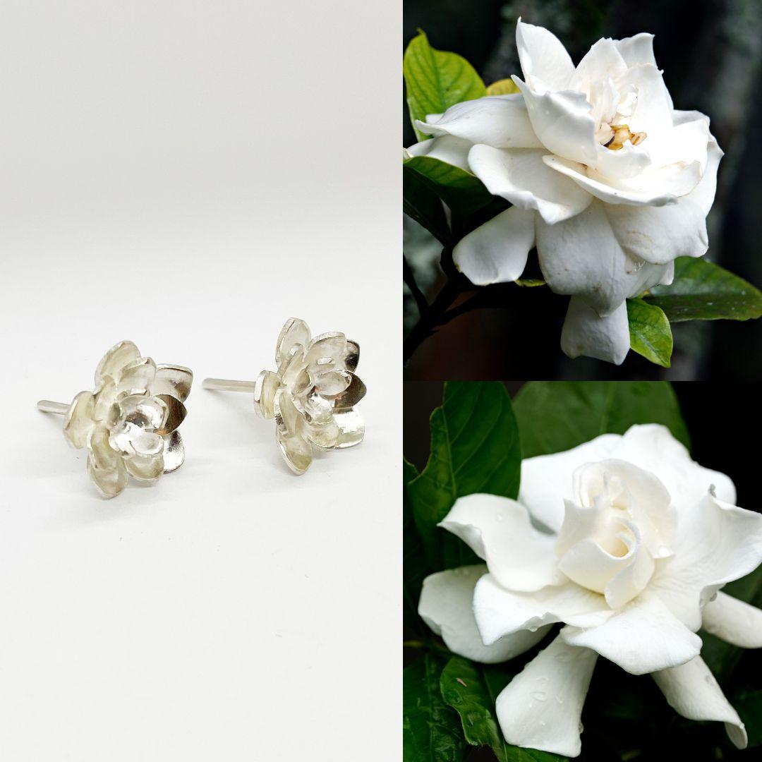 Pendientes Dolores Ortega Gardenia de plata de ley en venta 5