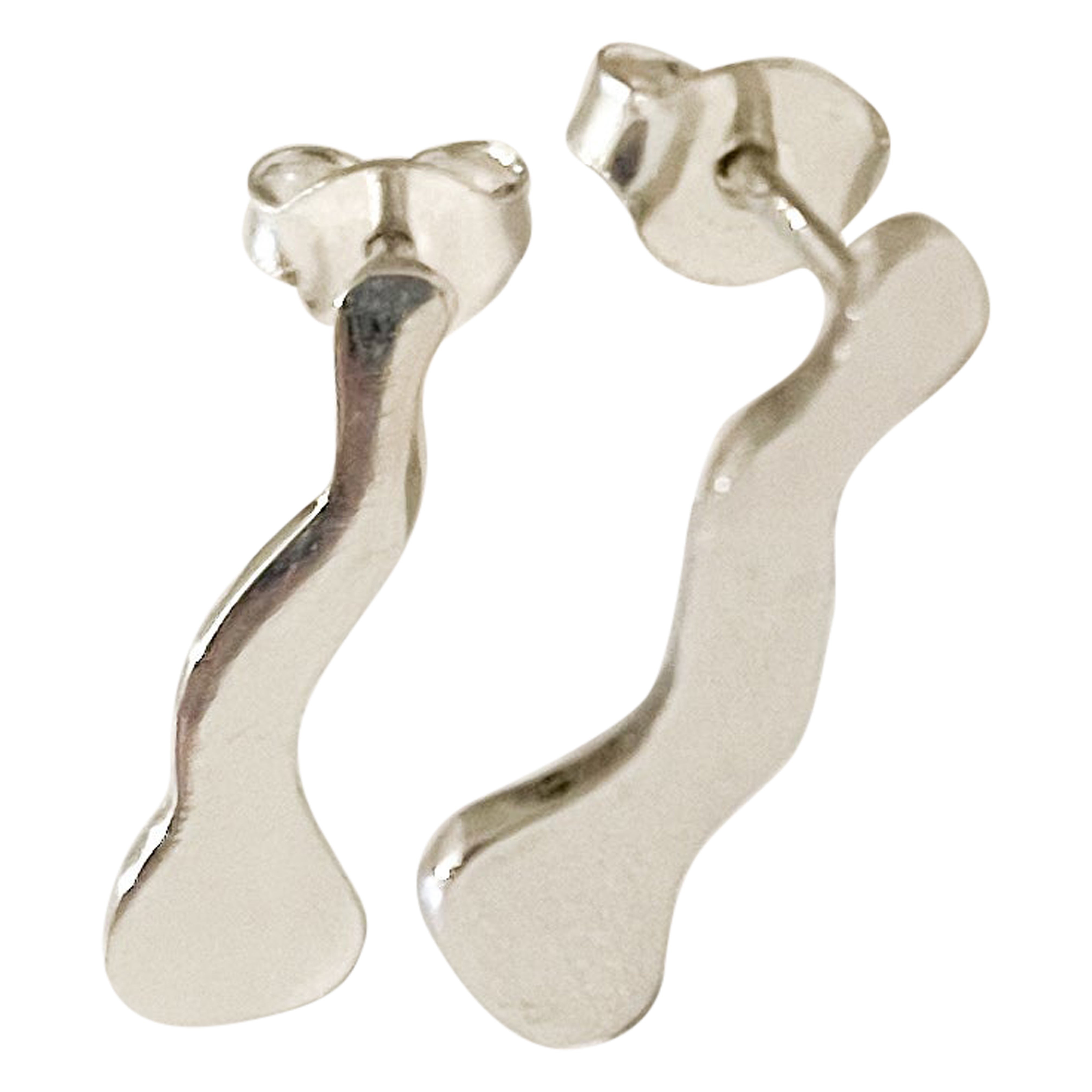 New Handcrafted Sterling Silver Irregular Mini Earrings – Unique Artisan Design