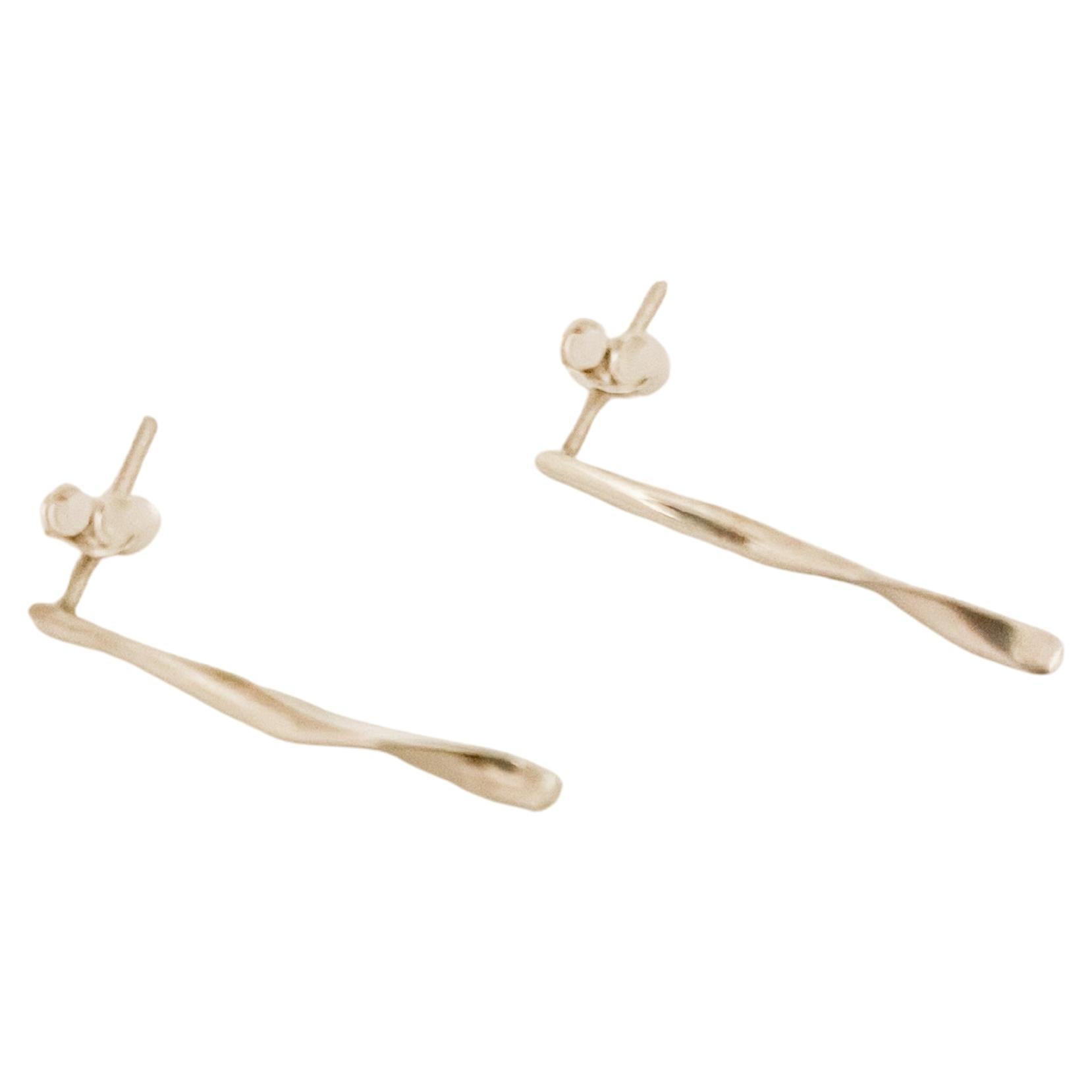 New Handcrafted Sterling Silver Twisted Stick Earrings – Small Delicate Design For Sale