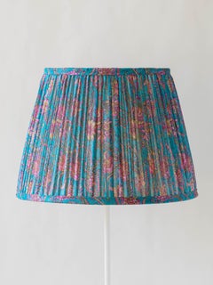 New Handcrafted Lampshade from Vintage Silk Sari, Turquoise Pink Floral