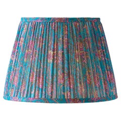 New Handcrafted Lampshade from Vintage Silk Sari, Turquoise Pink Floral