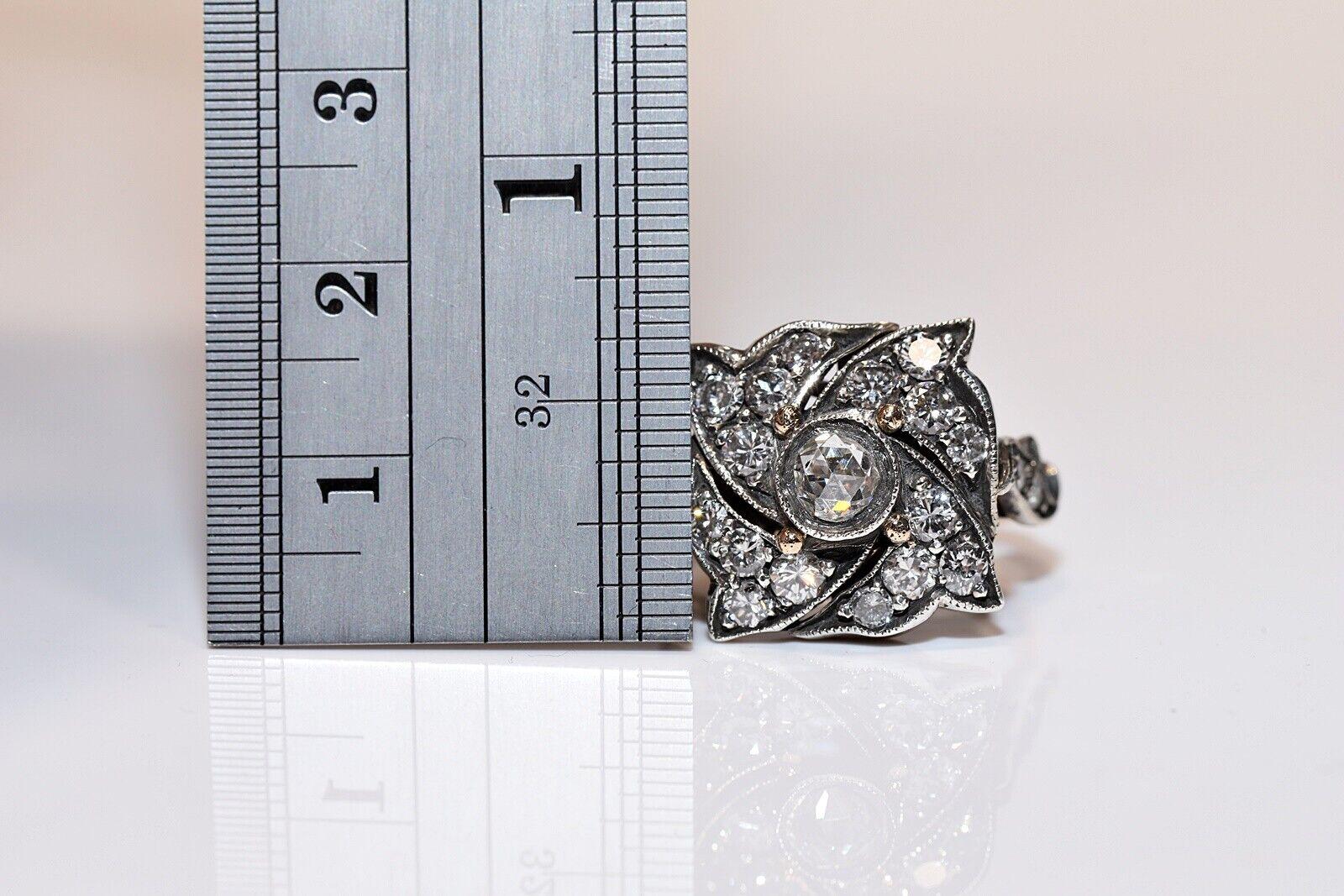 Neuer handgefertigter 14k Gold Top Silber Natürlicher Diamant Dekorierter Cocktail-Ring (Brillantschliff) im Angebot