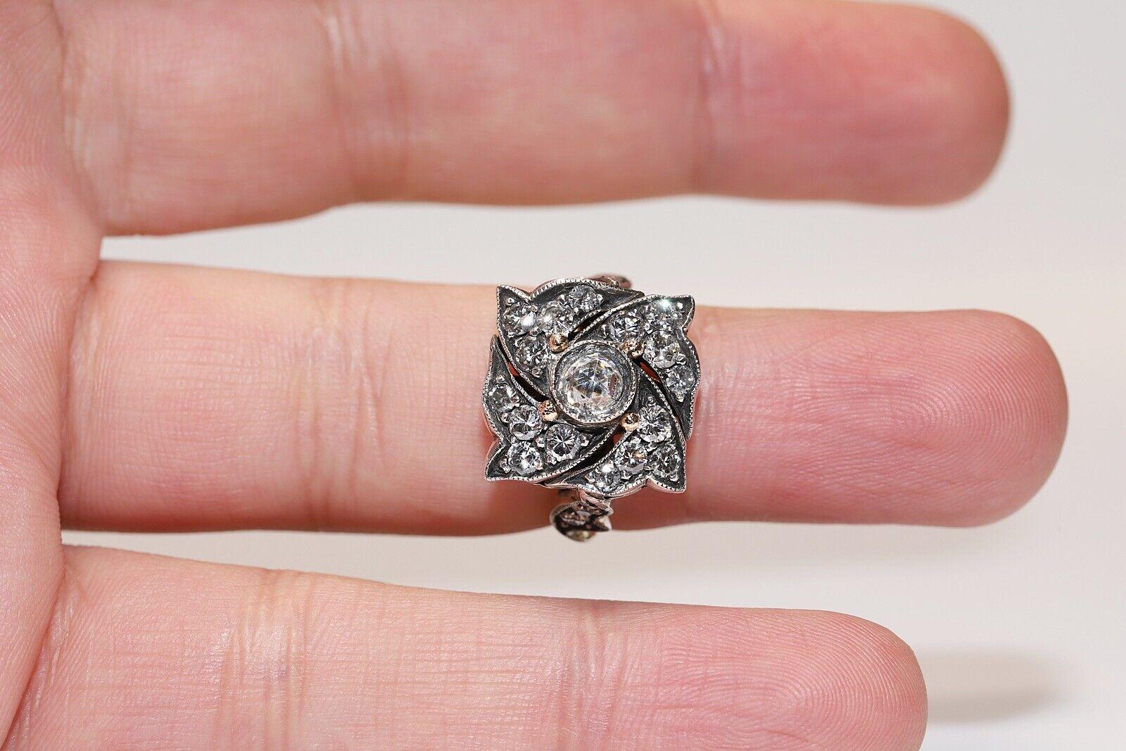 Neuer handgefertigter 14k Gold Top Silber Natürlicher Diamant Dekorierter Cocktail-Ring im Zustand „Neu“ im Angebot in Fatih/İstanbul, 34
