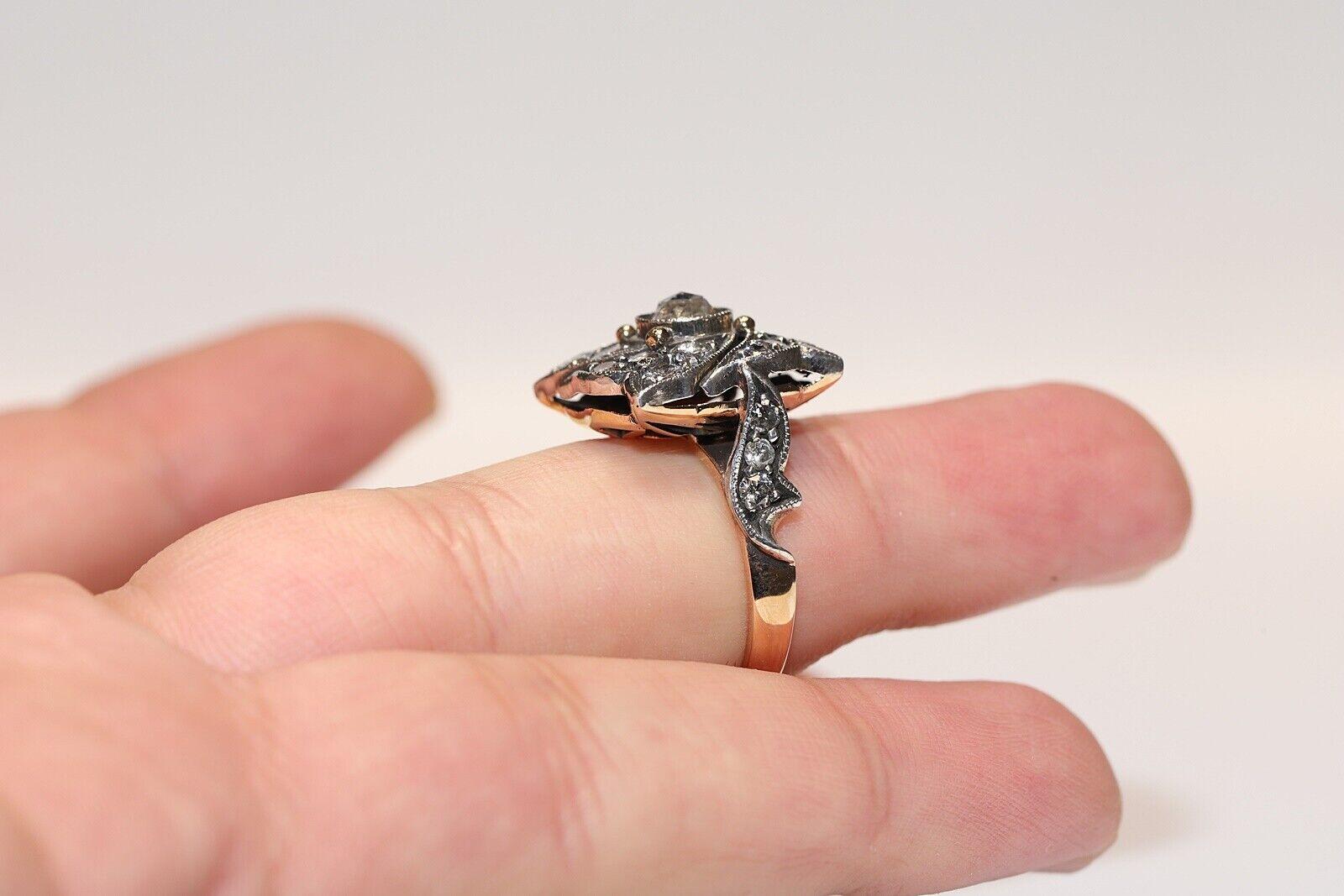 Neuer handgefertigter 14k Gold Top Silber Natürlicher Diamant Dekorierter Cocktail-Ring Damen im Angebot