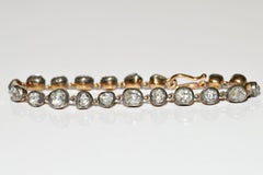 New Handmade 14k Gold Top Silver Natural Rose Cut Diamond Tennis Bracelet