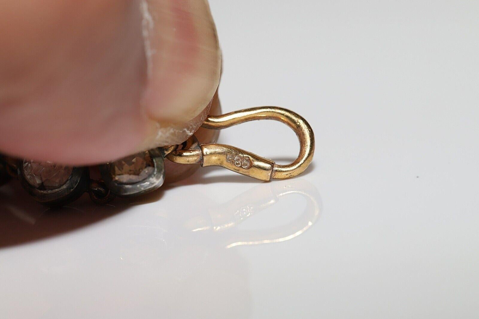 New Handmade 14k Gold Top Silver Natural Rose Cut Diamond Tennis Bracelet For Sale 1