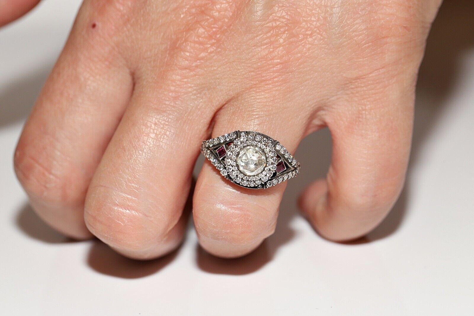 Nouveau Fait à la main 14k Top Silver  Bague en or ornée de diamants naturels et de rubis en vente 4