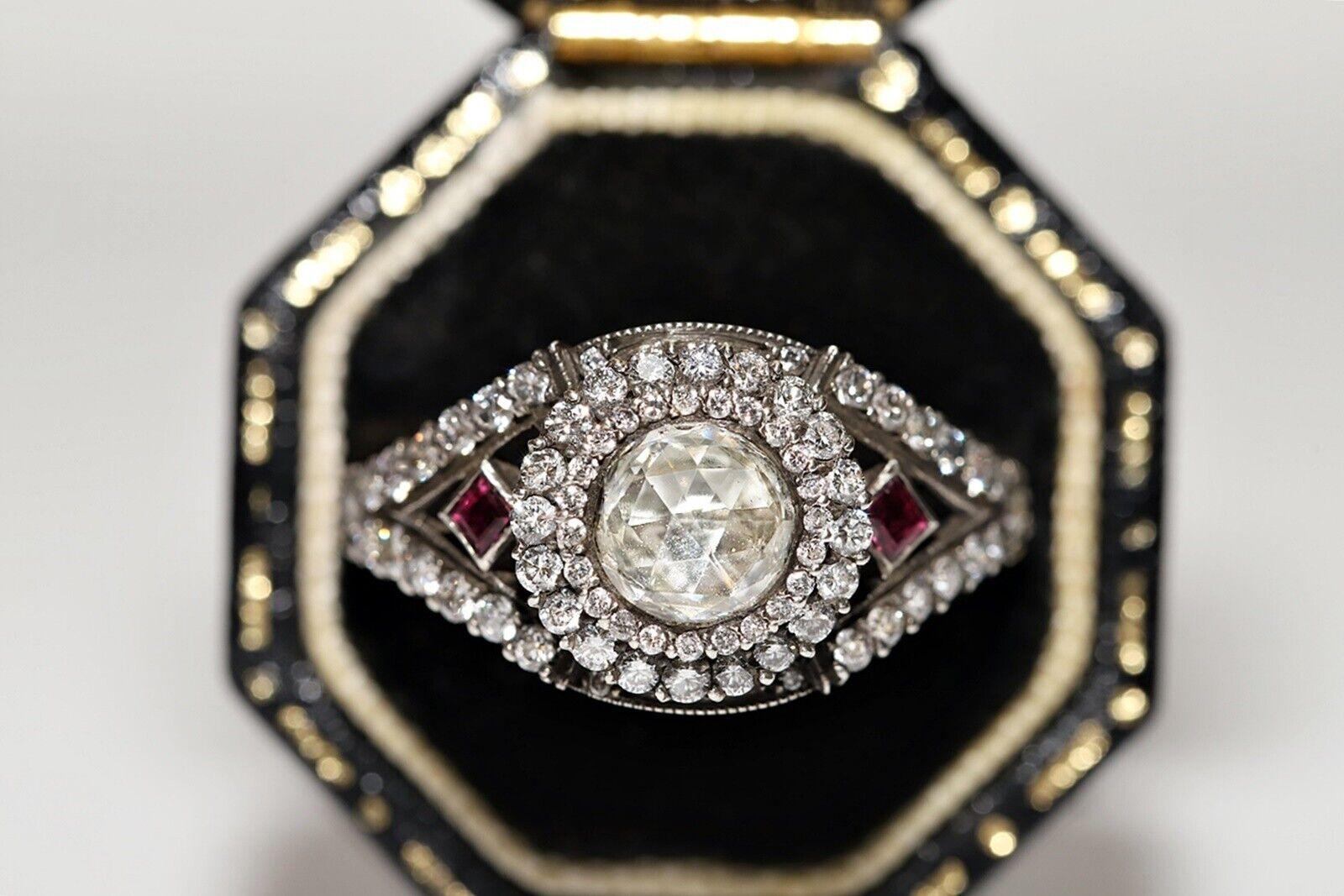 Nouveau Fait à la main 14k Top Silver  Bague en or ornée de diamants naturels et de rubis en vente 5
