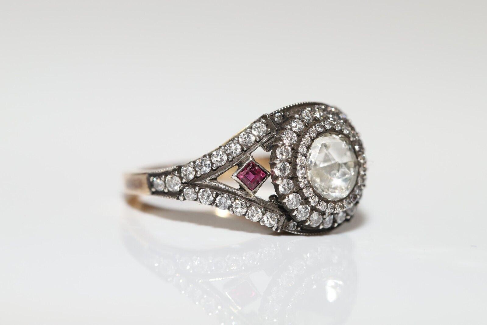 Nouveau Fait à la main 14k Top Silver  Bague en or ornée de diamants naturels et de rubis en vente 8