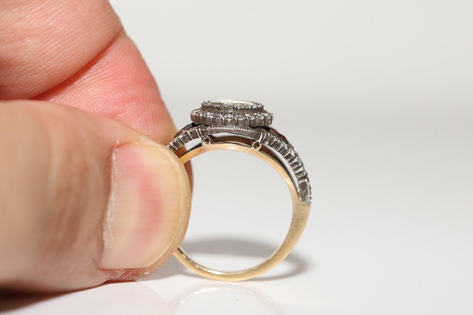 Moderne Nouveau Fait à la main 14k Top Silver  Bague en or ornée de diamants naturels et de rubis en vente