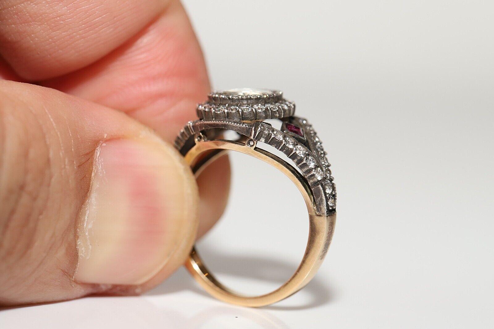 Taille brillant Nouveau Fait à la main 14k Top Silver  Bague en or ornée de diamants naturels et de rubis en vente